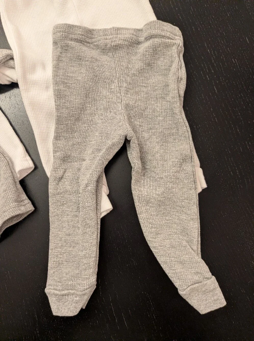Neutral Gray & White Waffle Knit Two-Piece Set
